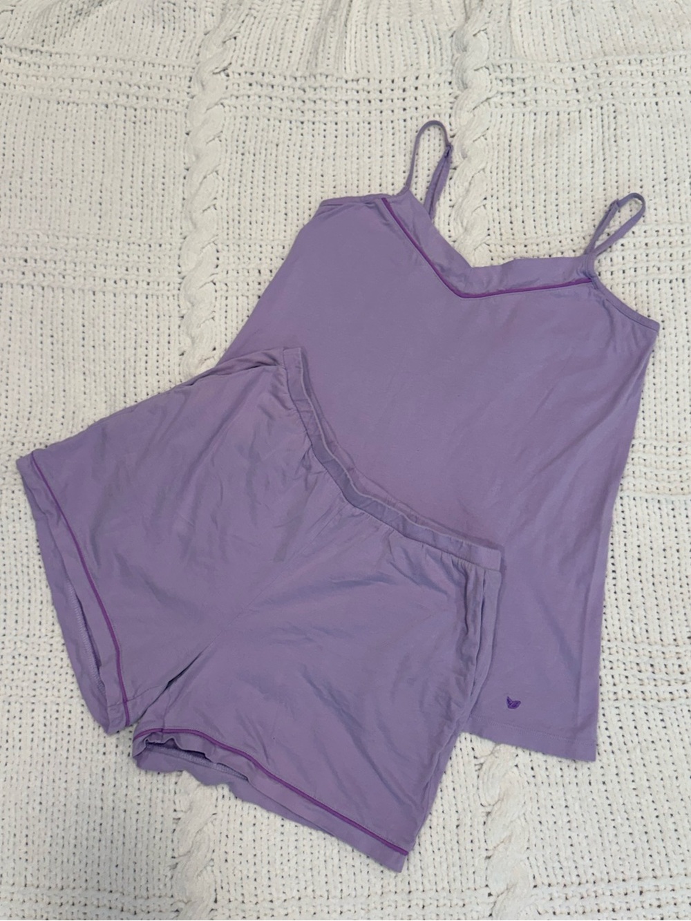 Petite Plume 100% Pima Cotton Cami Short Set in French Lavender Size M - Picture 7 of 8